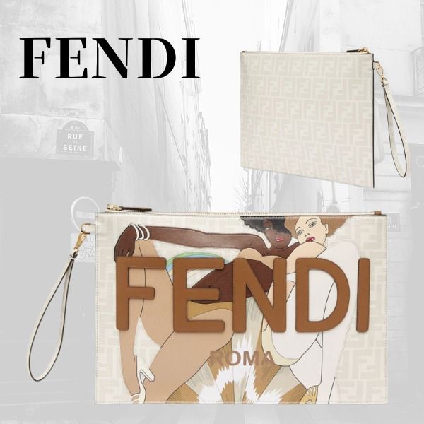 【フェンディ FENDI】実用性高い フラット スリム クラッチバッグ ラージ 8N0178AJHIF1GF8